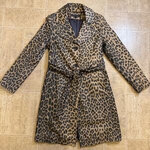 Via Spiga leopard print trench belted mid length coat xsmall lightweight